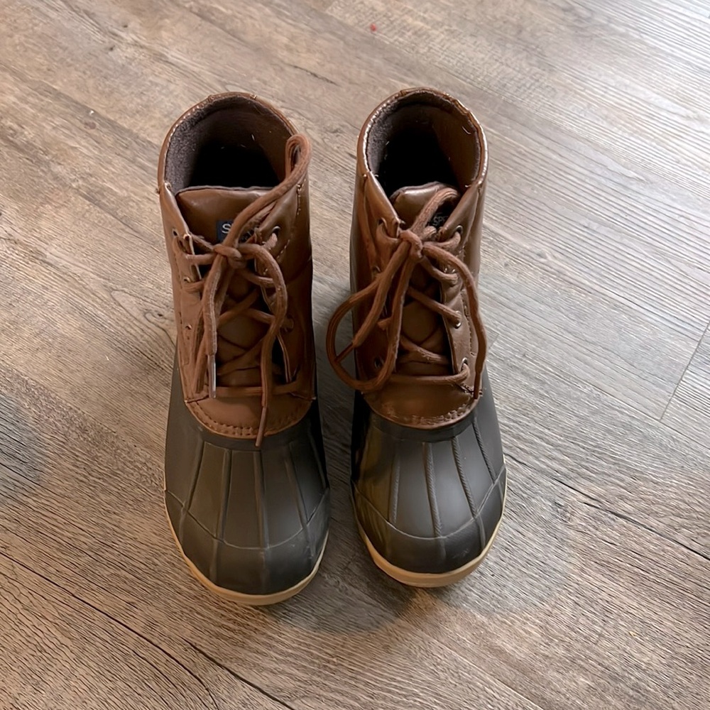 Sperry SCK261491 Lace Up Casual Duck Rain Boots Size 1